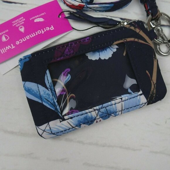 Vera Bradley MAYFAIR in BLOOM Zip ID Card Case & Lanyard Holder Water Repellant - Picture 6 of 12